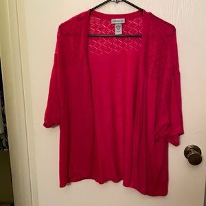 Bright Pink Short Sleeve Lightweight Cardigan